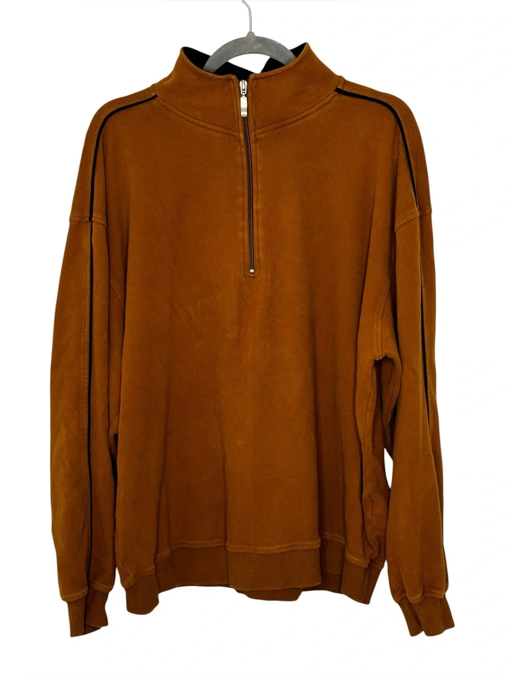 Men’s Straight Down Clothing Co Large Camel Colored 1/4 Zip Cotton Sweatshirt